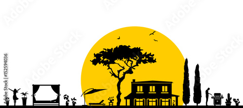 Silhouette Finca am Wasser