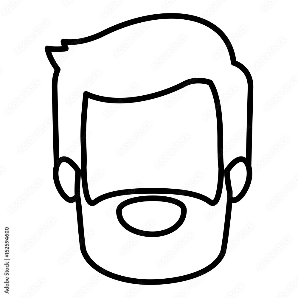 monochrome contour of faceless young man with short hair and beard vector illustration monochrome contour of faceless young man with short hair and beard vector illustration
