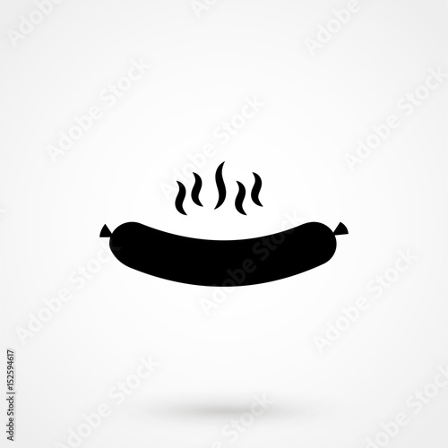 Sausage vector icon. Eating sausage symbol in simple style