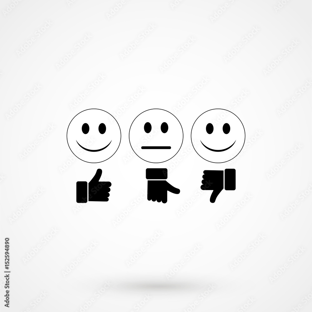 Fototapeta premium Like and Dislike icon. Thumbs up and down sign in flat style. Concept for user feedback for social network. Vector illustration. EPS 10.