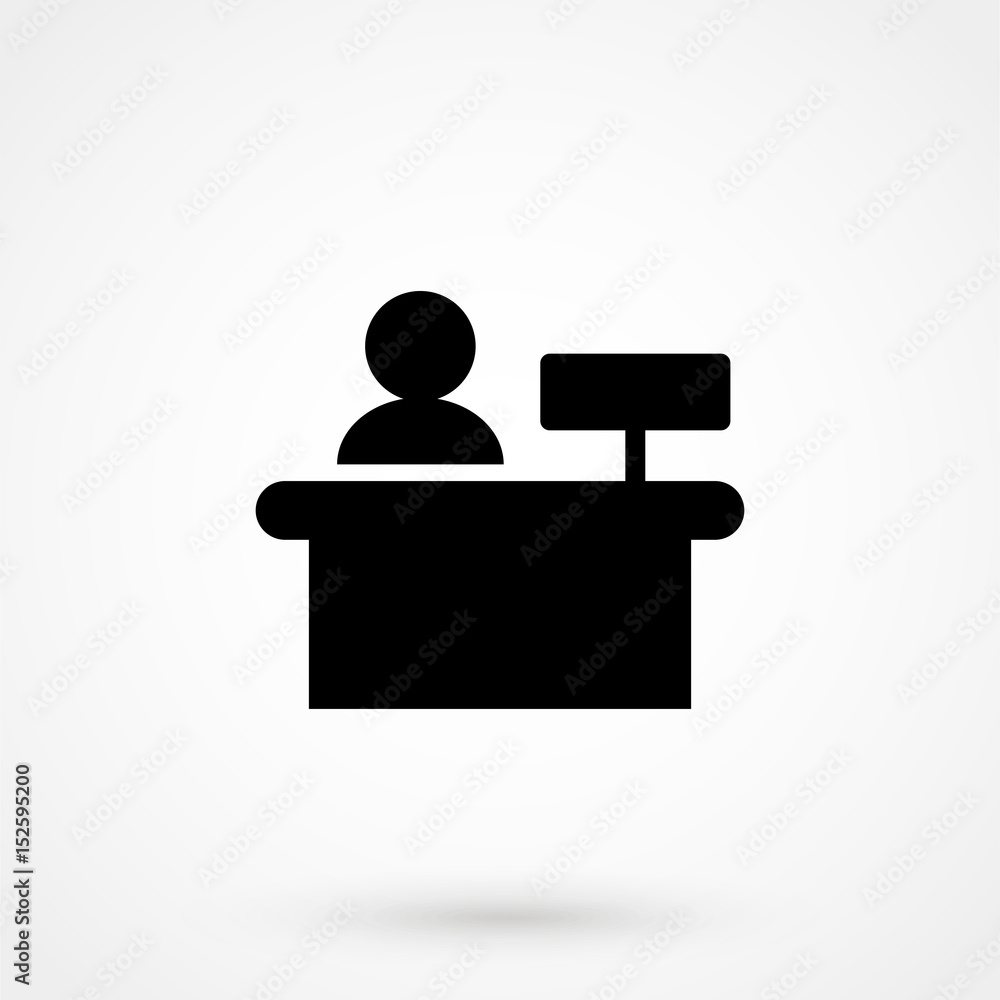 Cashier and cash register icon - vector illustration. Cashier and cash register icon - vector illustration.