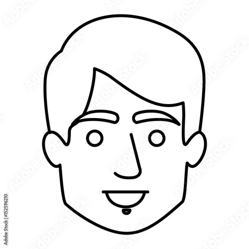 monochrome contour of smiling man face with short hair vector illustration