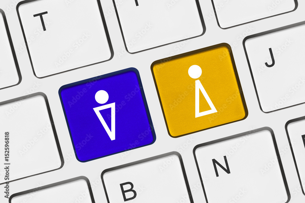 Keyboard with man and woman keys Keyboard with man and woman keys