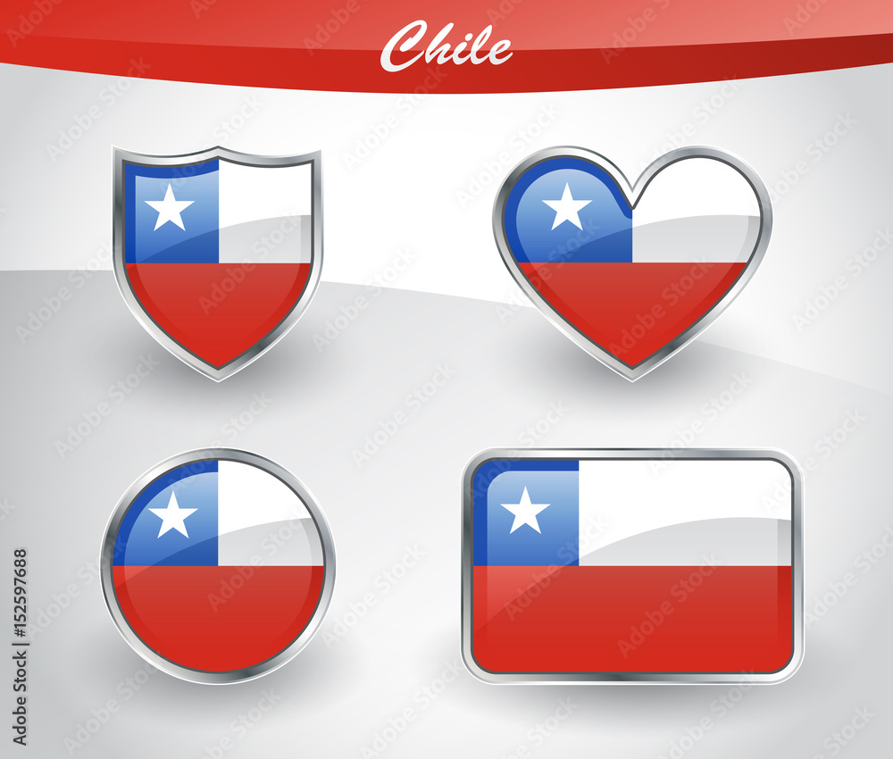 Glossy Chile flag icon set Glossy Chile flag icon set
