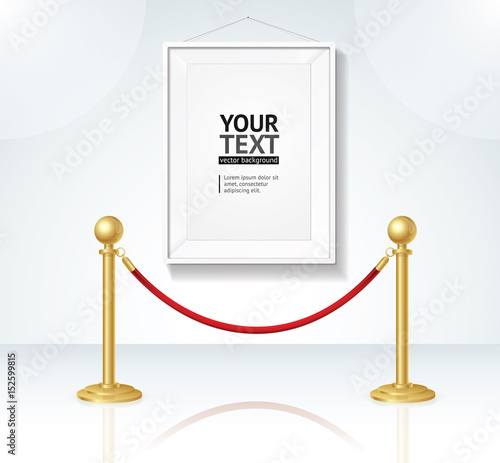Picture Frame and Gold Rope Barrier Constructor Elements. Vector