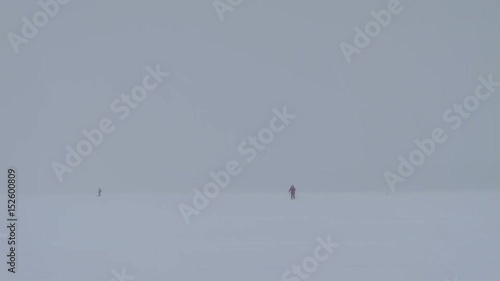 Gray and stormy winter day on ice  
