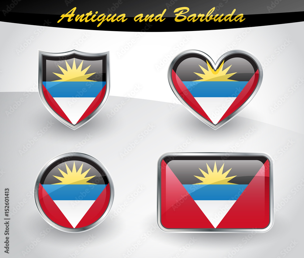 Glossy Antigua and Barbuda flag icon set Glossy Antigua and Barbuda flag icon set