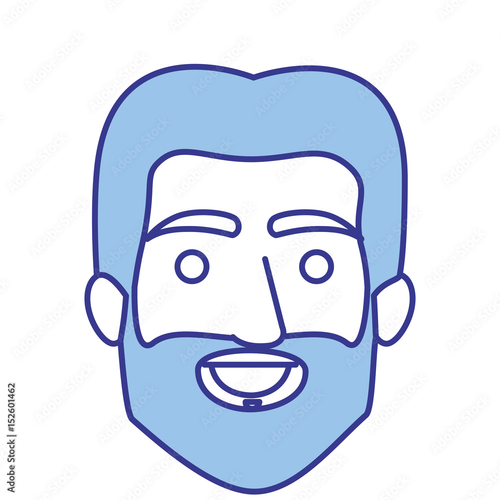 blue silhouette of man with short hair and beard vector illustration