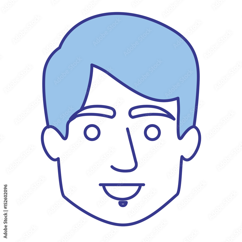 blue silhouette of young face with short hair vector illustration blue silhouette of young face with short hair vector illustration