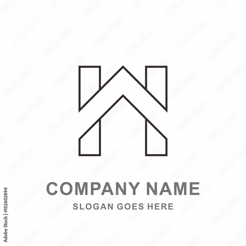 Monogram Letter H Geometric Building  Architecture Interior Construction Business Company Stock Vector Logo Design Template