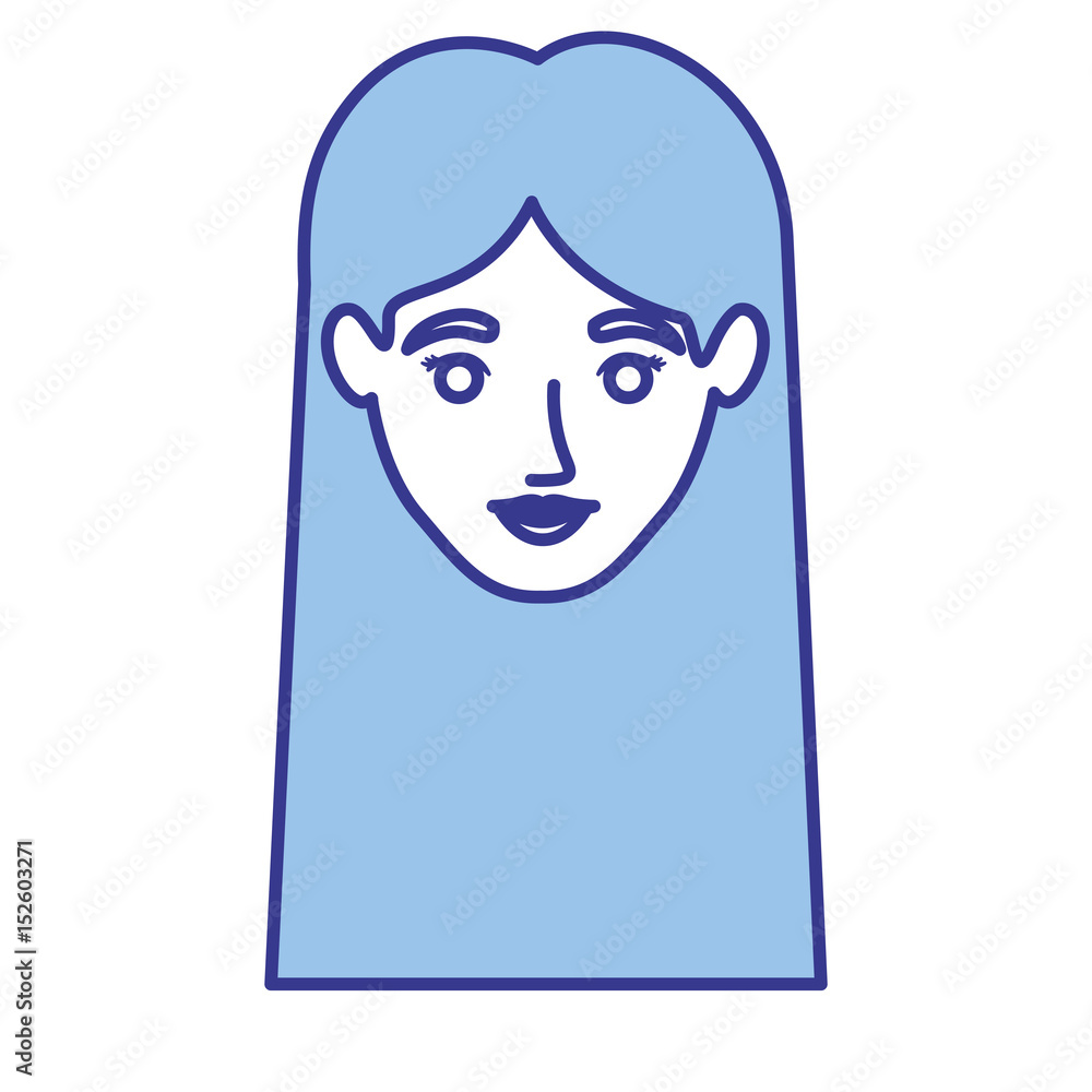 blue silhouette of woman with straight long hair vector illustration
