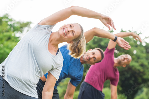 People doing stretching exercise