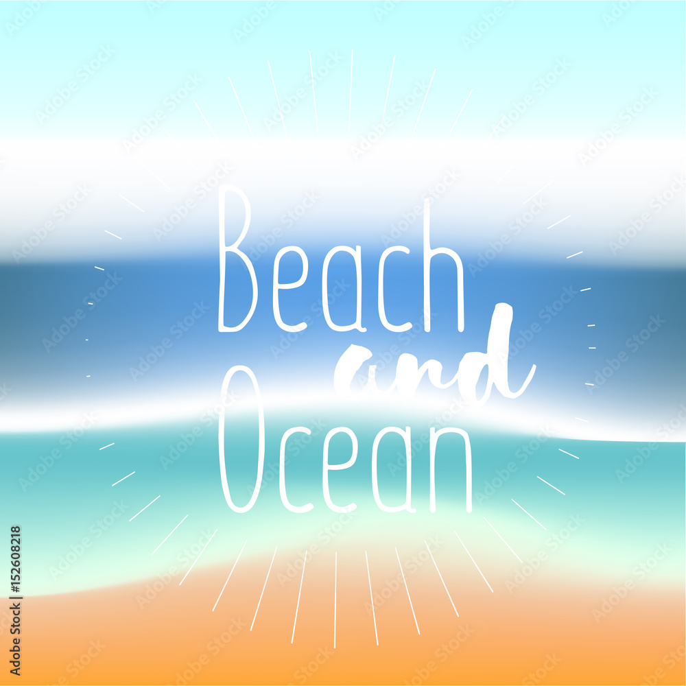 Summer background gradient mesh beach and ocean. Background for travel cards. Vector illustration
