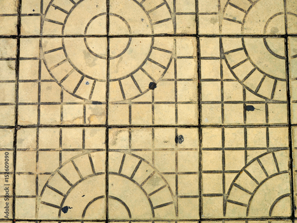 Tiled floor pattern, square pattern.