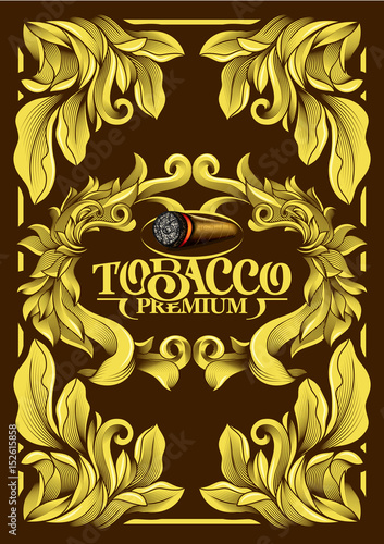 Premium Luxury Menu Cover List Frame Tobacco Cuban Cigar Label