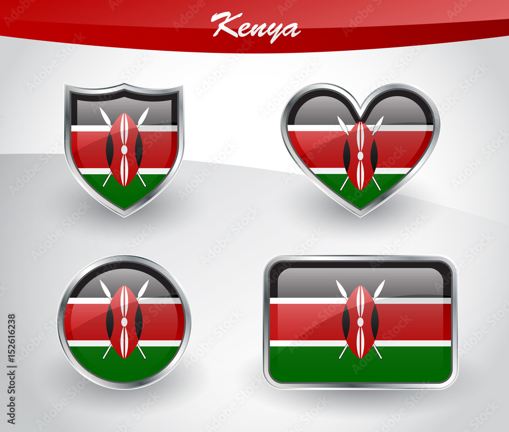 Glossy Kenya flag icon set Glossy Kenya flag icon set