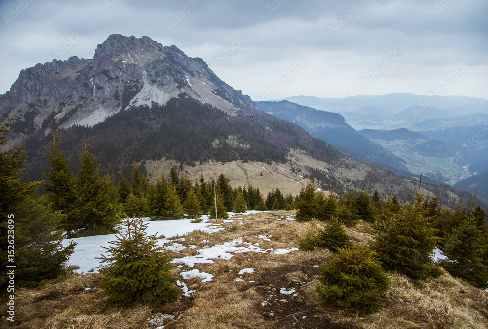 A beautiful Rozsutec mountain view of Mala Fatra in Slovakia. 