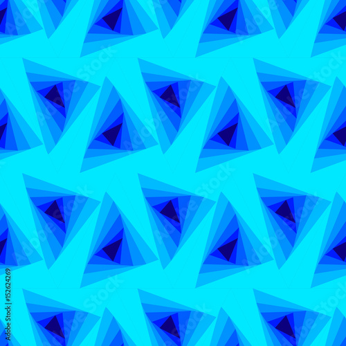 Blue triangle patterns on light blue background, seamless ornament, modern simple background in minimalist design