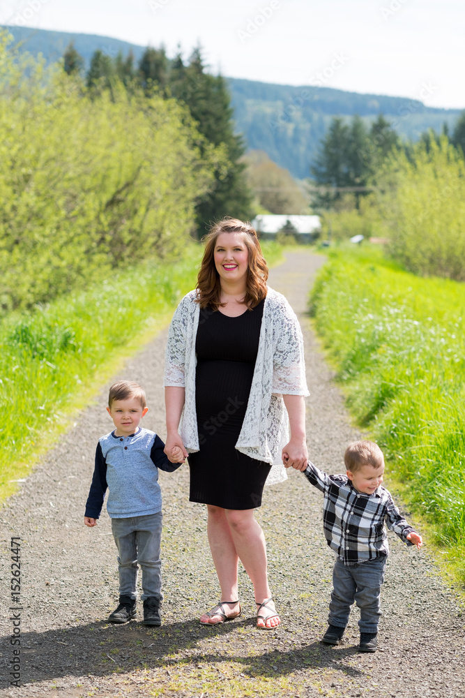 Mother and Two Sons Lifestyle Portrait