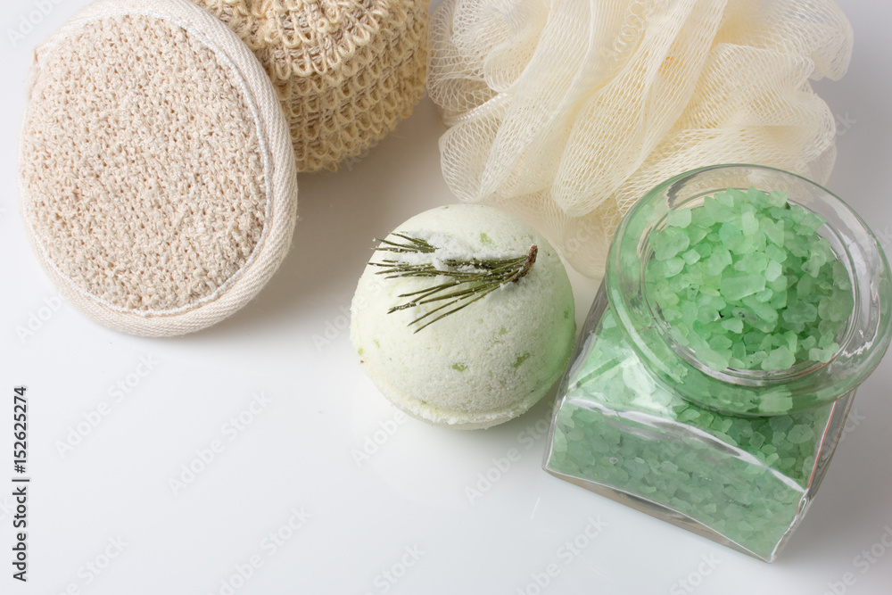eucalyptus bath bomb on a white eucalyptus bath bomb on a white