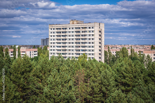 Blocks of houses in Pripyat ghost town of Chernobyl Exclusion Zone, Ukraine