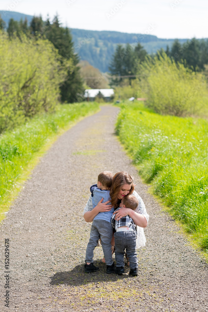 Mother and Two Sons Lifestyle Portrait Mother and Two Sons Lifestyle Portrait
