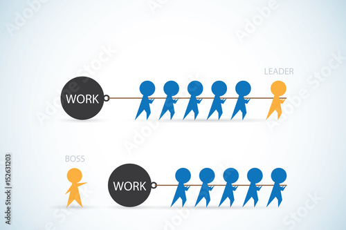 leader vs boss, leadership and business concept