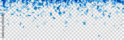 Checkered banner with blue confetti.