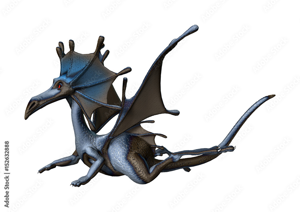 Fototapeta premium 3D Rendering Little Dragon on White