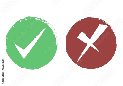 Grunge Check and Cross Mark
