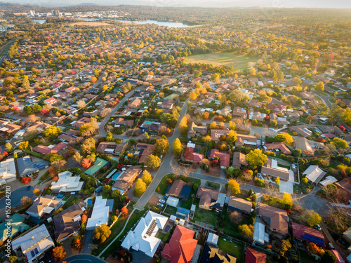Aerial view of a typical suburb in Australia