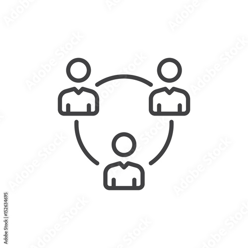 People circle, group of users line icon, outline vector sign, linear style pictogram isolated on white. Symbol, logo illustration. Editable stroke. Pixel perfect