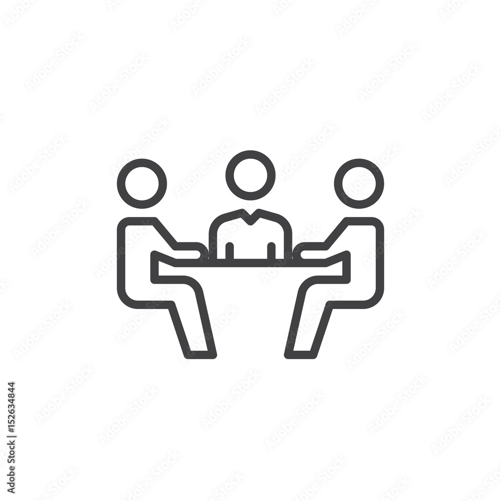 Business meeting line icon, outline vector sign, linear style pictogram  isolated on white. Symbol, logo illustration. Editable stroke. Pixel  perfect Stock Vector | Adobe Stock