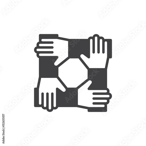 Cooperation hands, teamwork icon vector, filled flat sign, solid pictogram isolated on white. Symbol, logo illustration. Pixel perfect