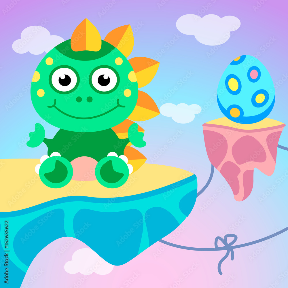 Obraz premium Cute dinosaur in cartoon style.