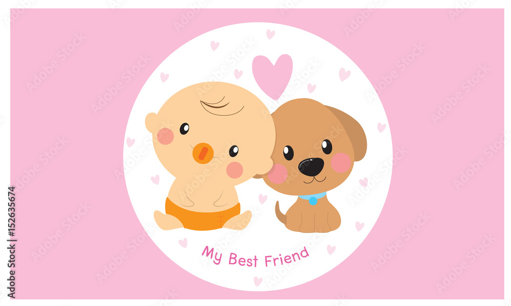Kids and dog cartoon vector Kids and dog cartoon vector