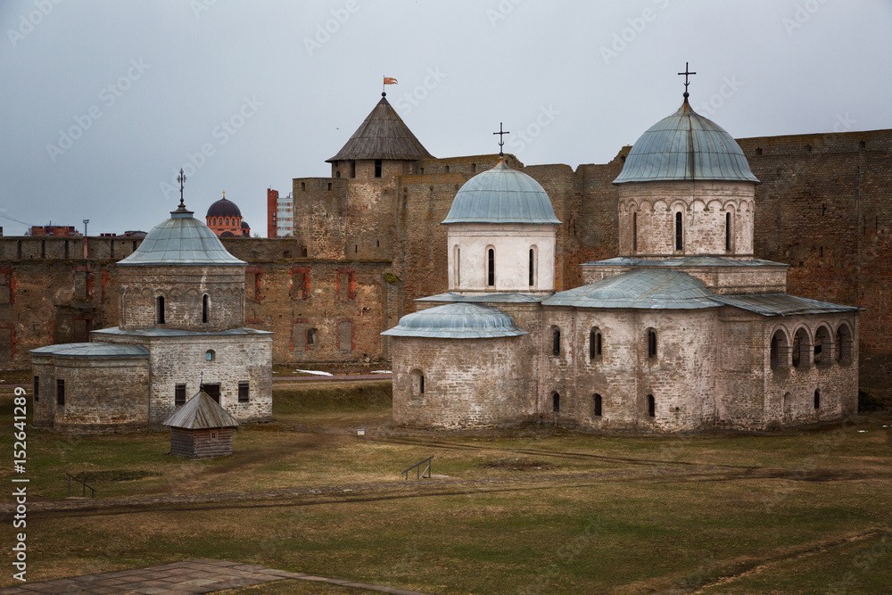 Ancient Church of Saint Nicholas and Church of Dormition of the Mother of God on territory of Ivangorod Fortress