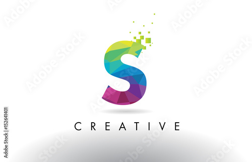 S Colorful Letter Origami Triangles Design Vector.