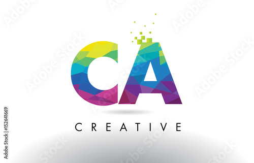 CA C A Colorful Letter Origami Triangles Design Vector.