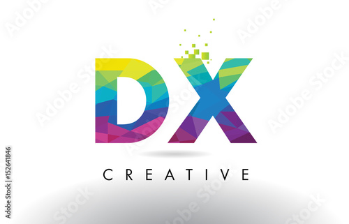 DX D X Colorful Letter Origami Triangles Design Vector.