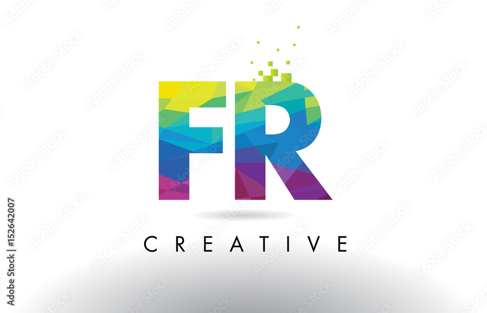 Obraz premium FR F R Colorful Letter Origami Triangles Design Vector.