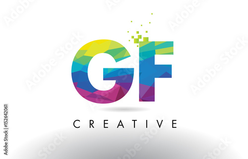 GF G F Colorful Letter Origami Triangles Design Vector.
