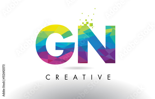 GN G N Colorful Letter Origami Triangles Design Vector.