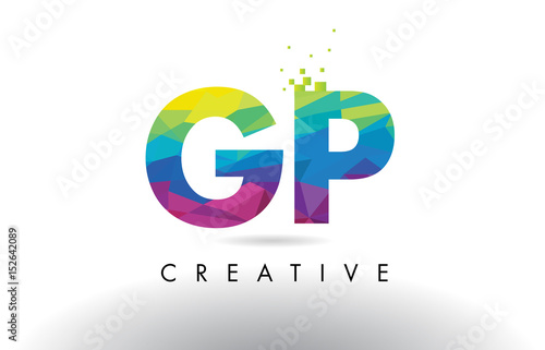 GP G P Colorful Letter Origami Triangles Design Vector.