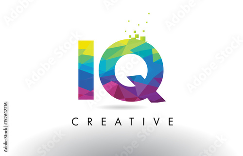 IQ I Q Colorful Letter Origami Triangles Design Vector.