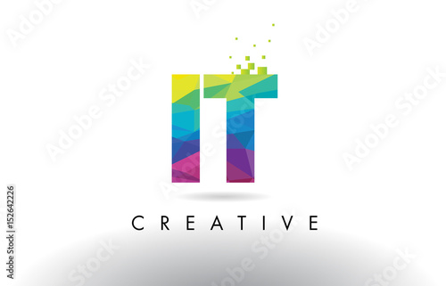 IT I T Colorful Letter Origami Triangles Design Vector.
