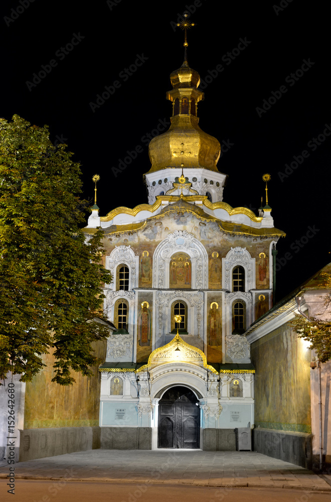 Ukraine. Kiev Pechersk Lavra that is known as the Kiev Monastery of the Caves. Gate Church of the Trinity at the entrance to the museum area. Ukraine. Kiev Pechersk Lavra that is known as the Kiev Monastery of the Caves. Gate Church of the Trinity at the entrance to the museum area.
