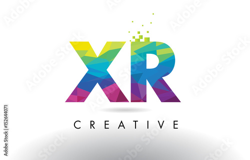 XR X R Colorful Letter Origami Triangles Design Vector.