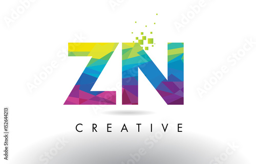 ZN Z N Colorful Letter Origami Triangles Design Vector.