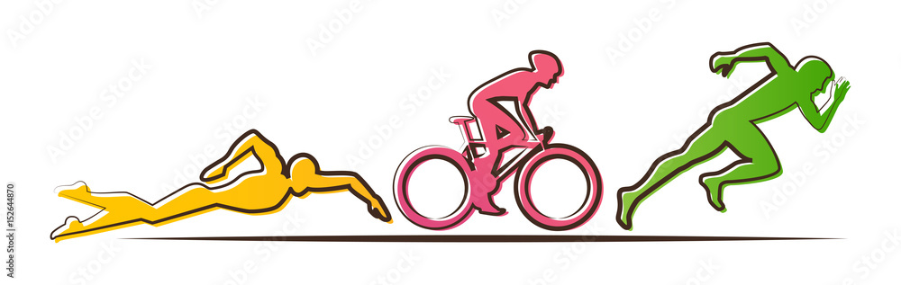 Vector illustration triathlon, flat design Vector illustration triathlon, flat design
